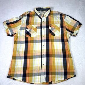 Akoo Shirt Mens Size‎ 2XL Plaid Button Down Embroidered Patch Short Sleeve Fox